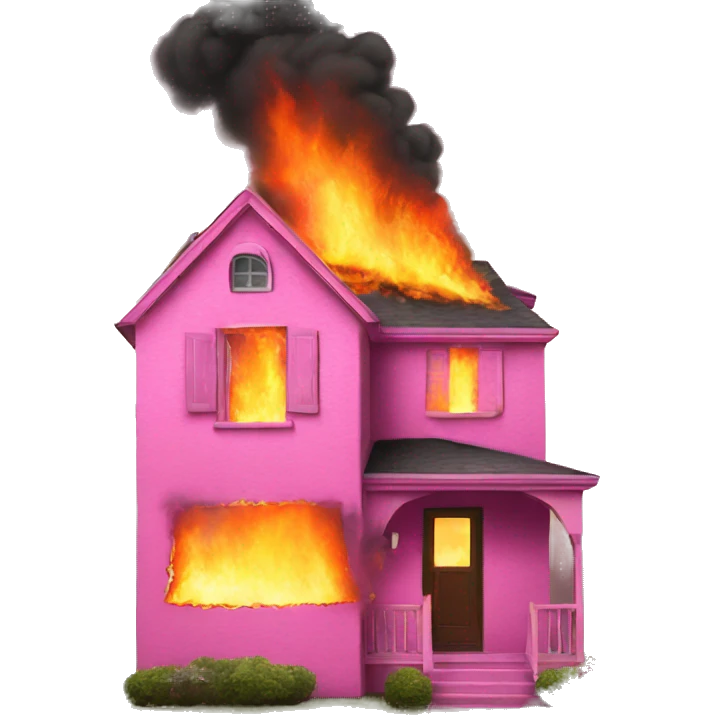 Pink house on fire emoji