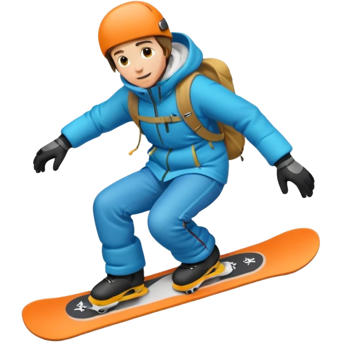 snowboarder going down a snowy hill emoji