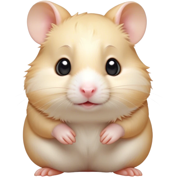 Cinematic Cute Cream Hamster Portrait Emoji, Head tilted playfully and inquisitively, featuring a silky, pristine cream coat with a gentle sheen, round, sparkling dark eyes filled with curiosity, Simplified yet irresistibly adorable features, highly detailed, glowing with a warm, friendly glow, high shine, affectionate and lively, stylized with a touch of whimsy, bright and endearing, soft glowing outline, capturing the essence of a mischievous yet loving hamster, so playful it feels like it could dash out of the screen and into your arms! emoji