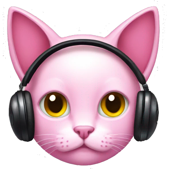 Pink cat gamer headphones  emoji