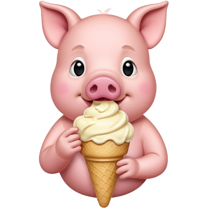 Pig eating ice cream emoji