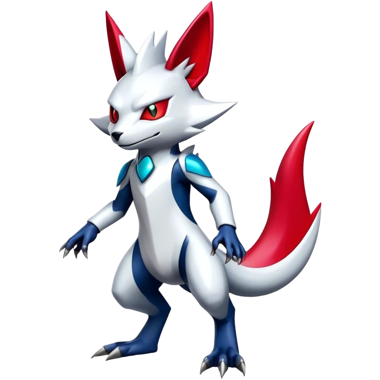 Cool Edgy Badass Shiny Futuristic Legendary Digimon-Sneasel-Zangoose-hybrid full body emoji