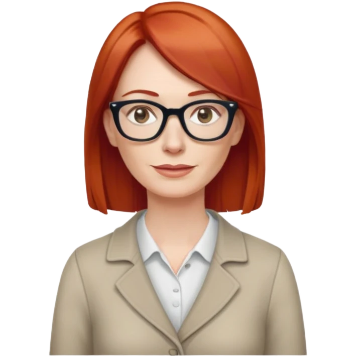middle age Red head long straight hair pale skin wearing glasses emoji