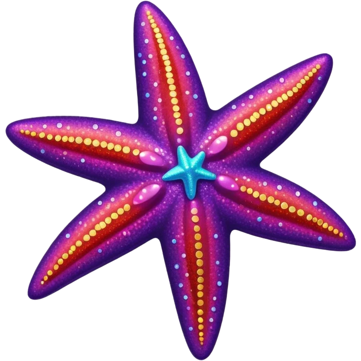 color gradient between red and purple glitter starfish emoji