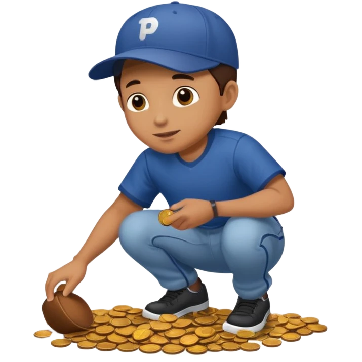 Person picking up pennies from the ground  emoji