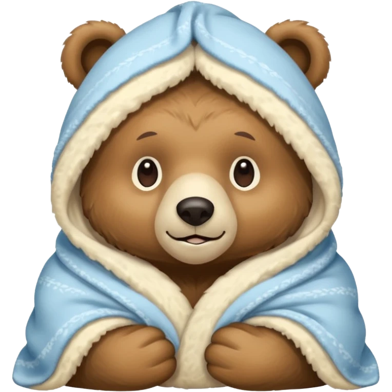 winter bear in a cream coloured blanket emoji