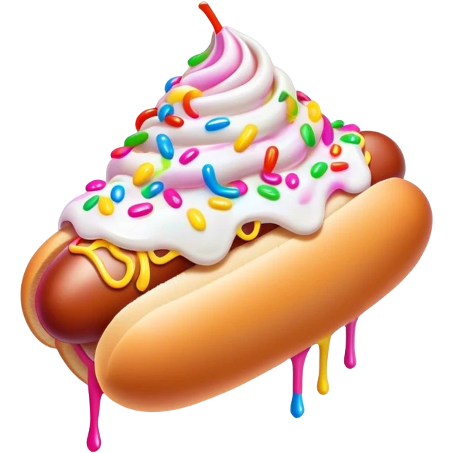 Melted neon  ice cream hot dog sundae emoji