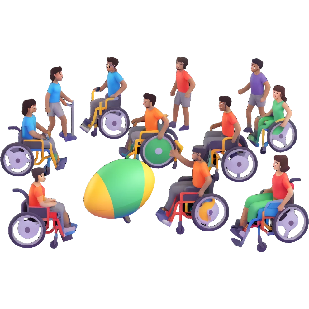 group of diverse people in an accessible activity space emoji