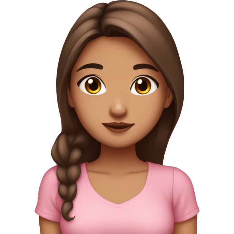 hispanic pretty girl with brown hair and fair skin in pink shirt coquette aesthetic  emoji