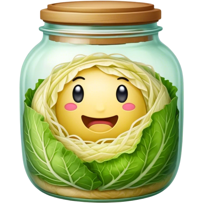 Sauerkraut Cinematic Realistic Sauerkraut Dish Emoji, depicted as tangy fermented cabbage neatly served in a traditional jar, rendered with vibrant textures and crisp, natural lighting. emoji