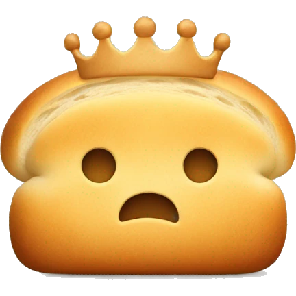 Bread with no face wearing a crown emoji