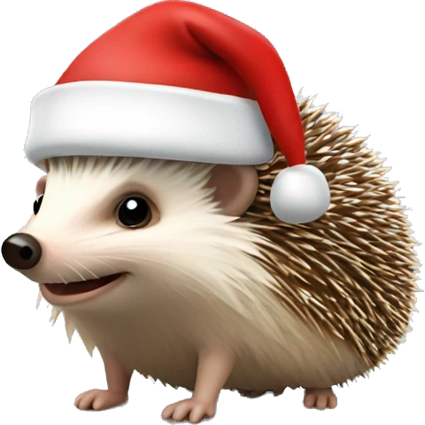 Hedgehog with a santa hat emoji