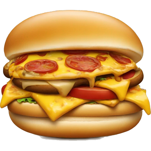 pizza on a cheeseburger on a hot dog emoji