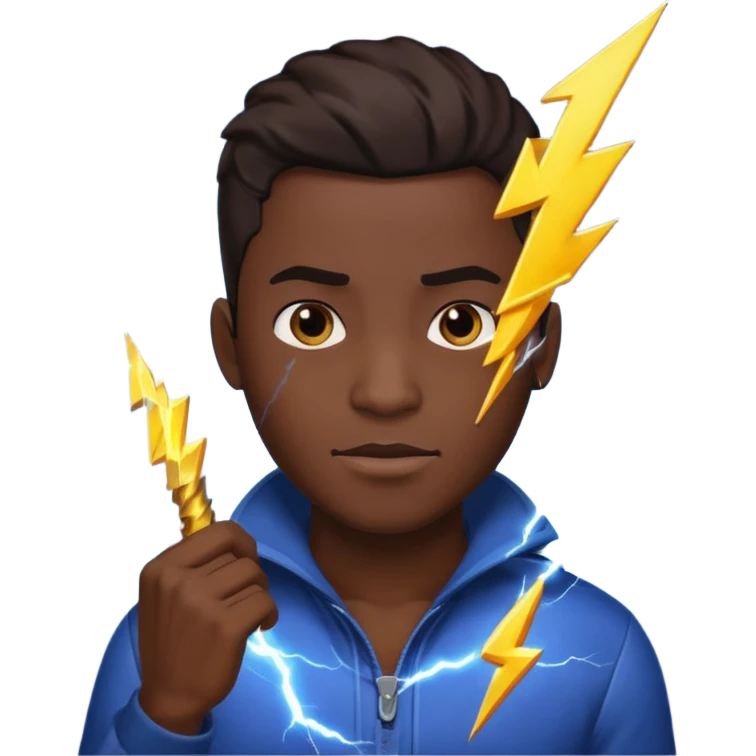 black man holding lighting emoji