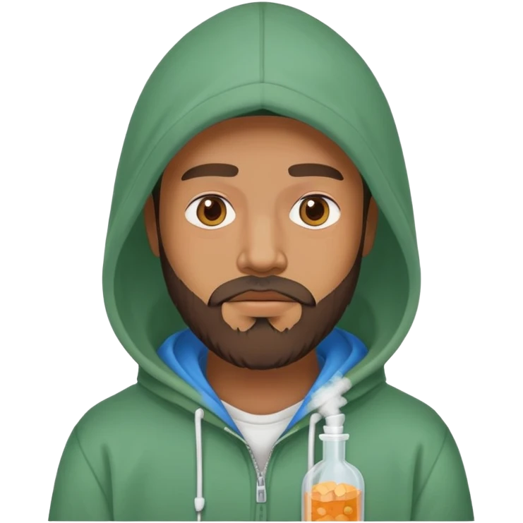 Drug dealer with beard and drugs and hoody emoji
