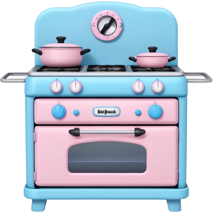 Cute toy kitchen stove, BabyBus 2.5D style, front view. Pastel colors, soft shading, even studio light.
No outlines, no realism, no harsh shadows. emoji