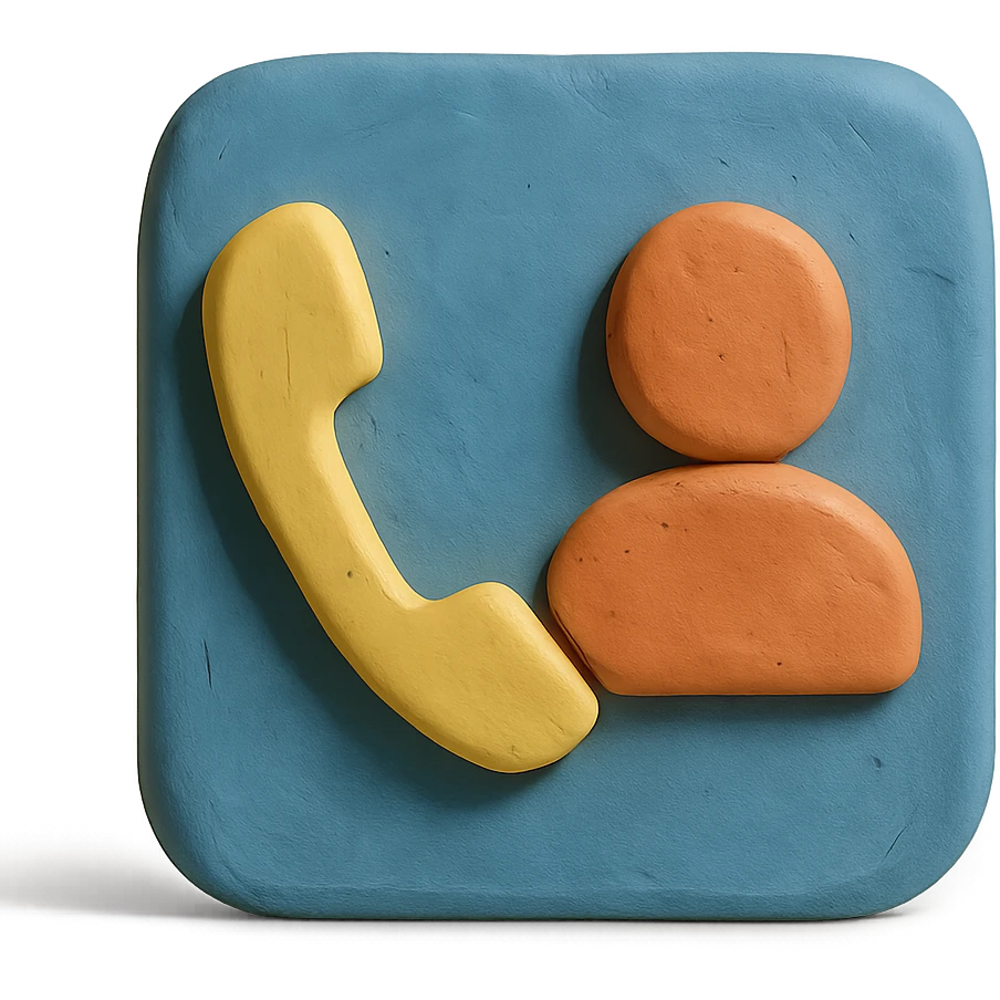 claymation style mobile contacts icon with phone and contact emoji