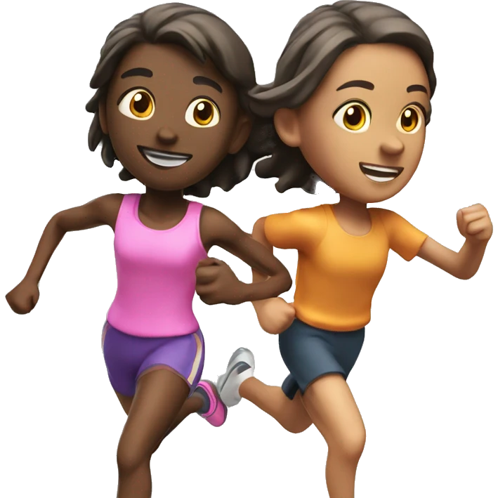 3d running girl and boy emoji