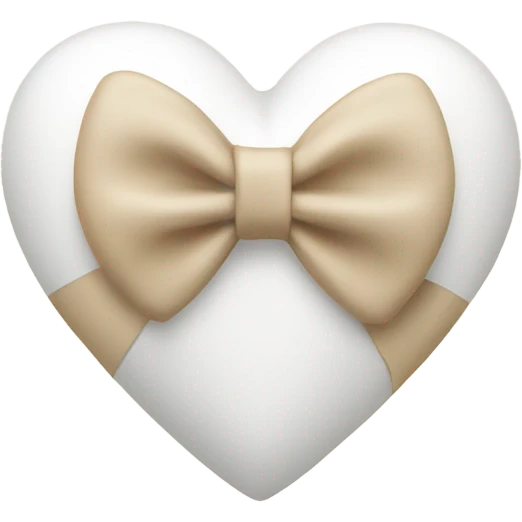 white heart with beige bow emoji