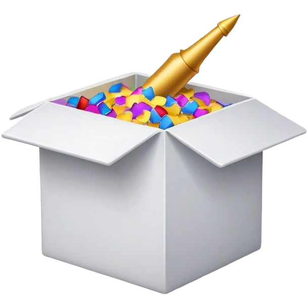 box being opened with confetti shooting out emoji