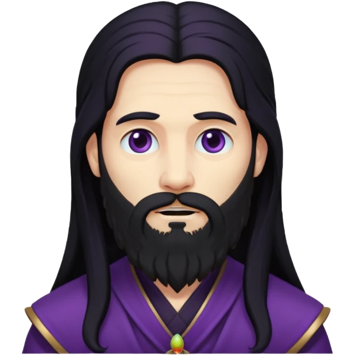 Pluto, God of Death from Gods and Goddesses with long black hair and beard, deep purple outfit emoji