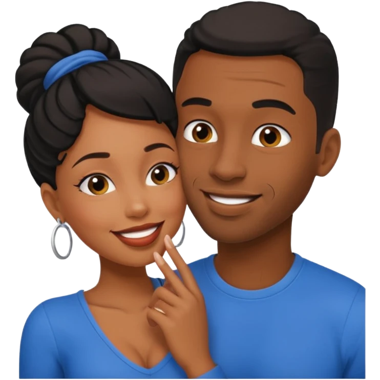 Whispering in ear sexy black couple emoji