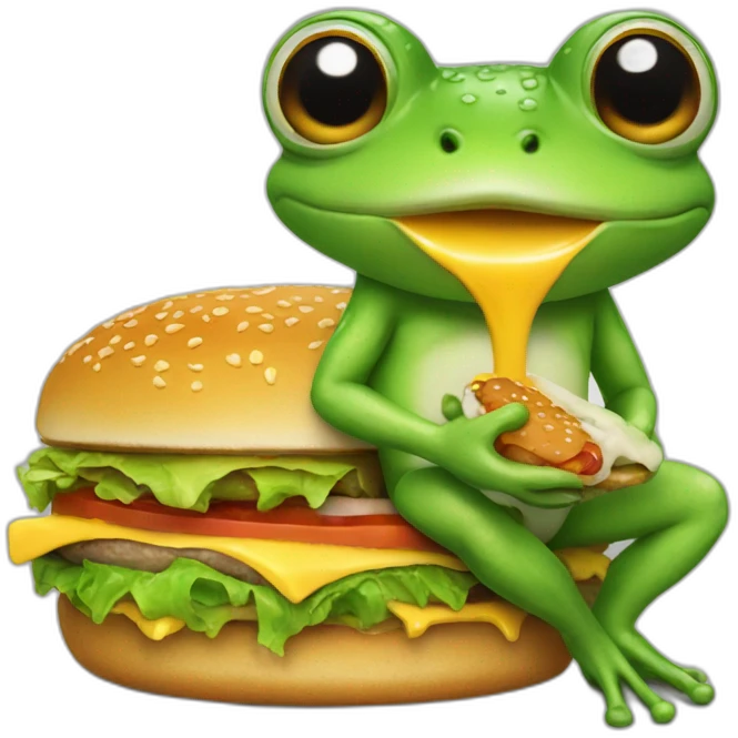 Frog eating à burger emoji