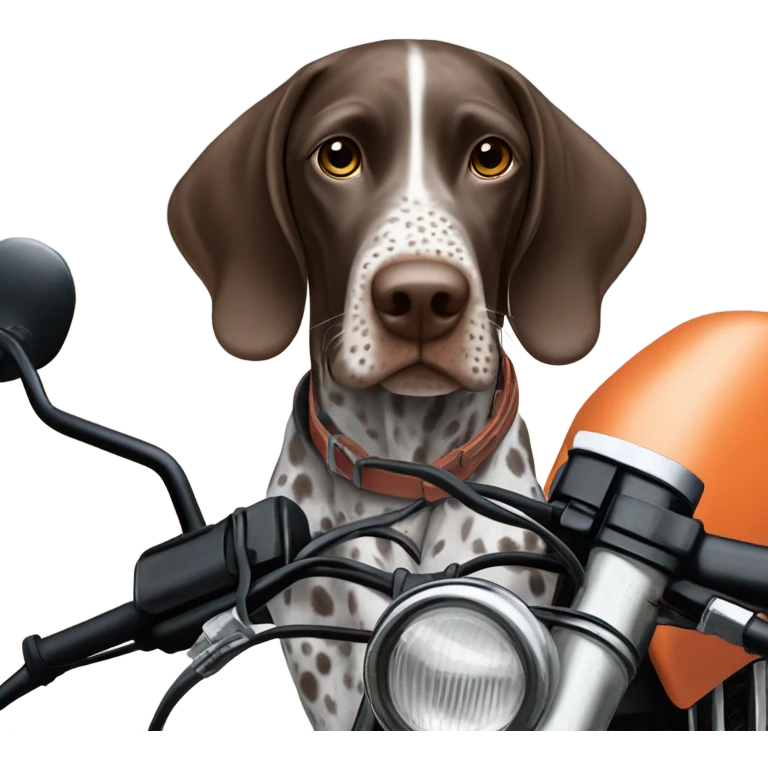 German shorthair pointer on a dirt bike emoji