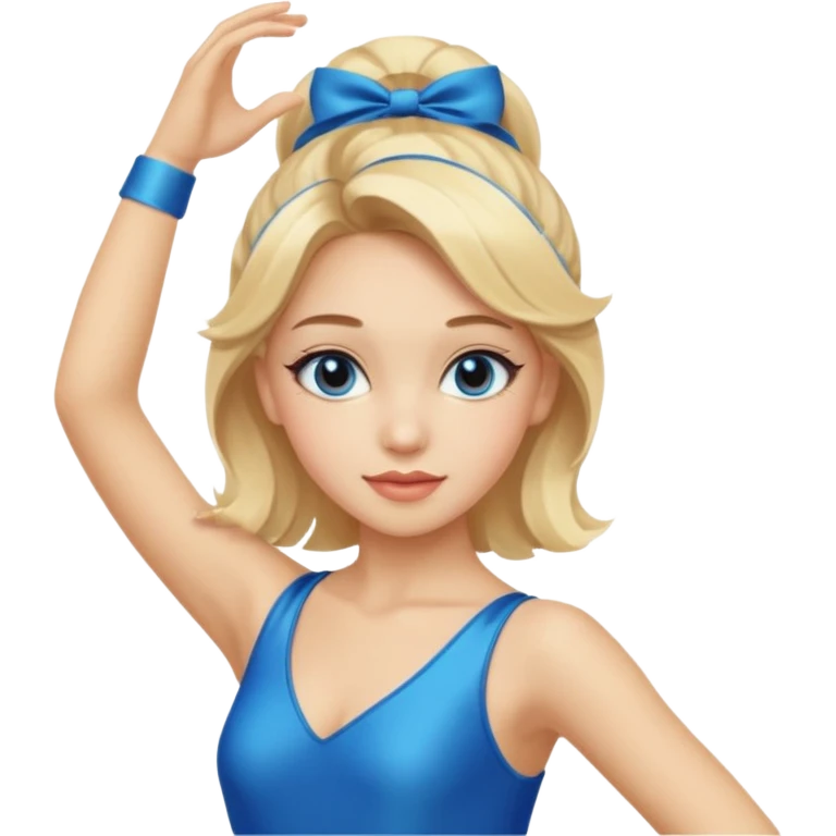 blue jazz style dance costume on girl with blonde hair emoji