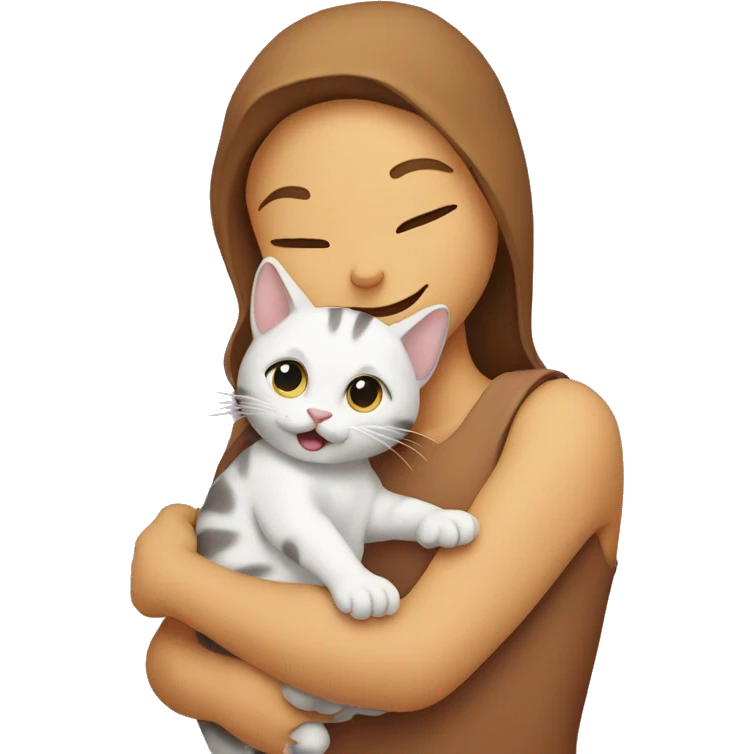 Cat holding human baby emoji