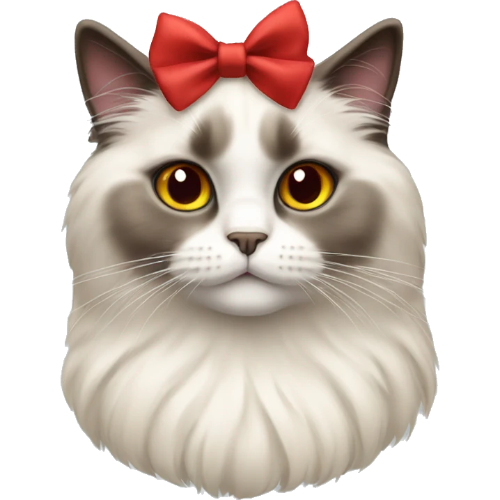 ragdoll cat wearing a red bow  emoji
