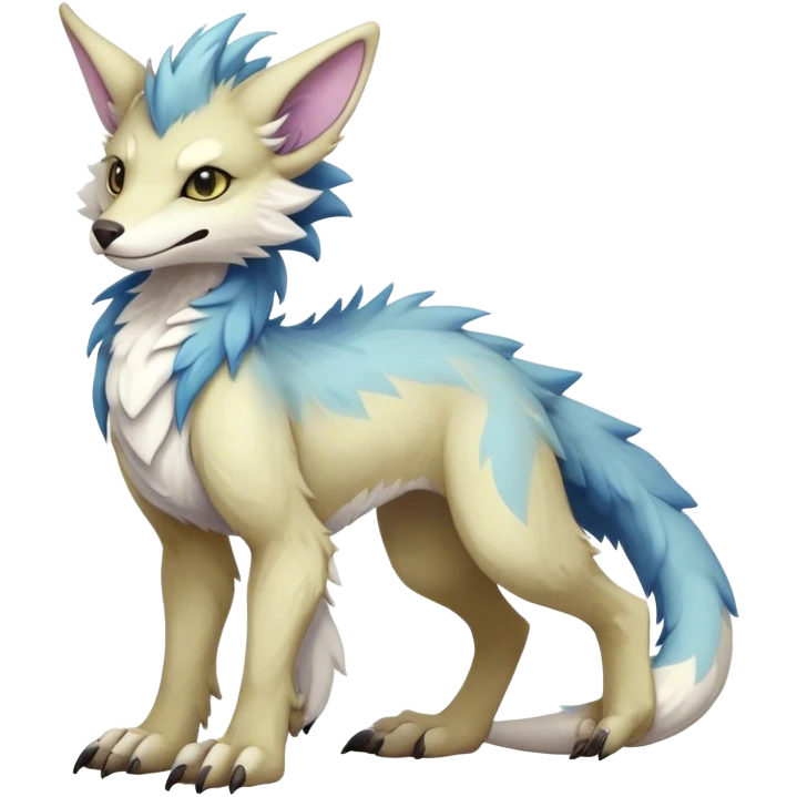 Feral Rare Fantasy cute pastel Vernid-Sergal-animal-creature-hybrid by LiLaiRa, markings, tufted ears, full body emoji