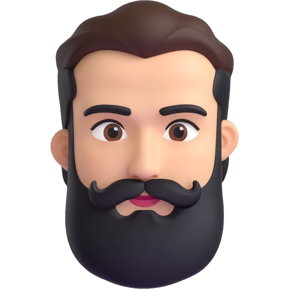 man with thick beard and pronounced bushy eyebrows emoji