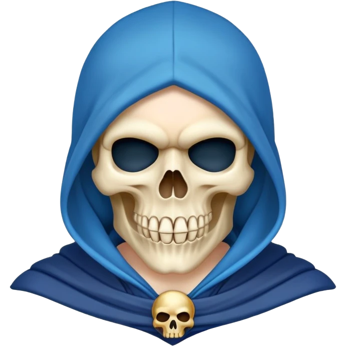 pirate skull wearing blue hood and cloak and mask emoji