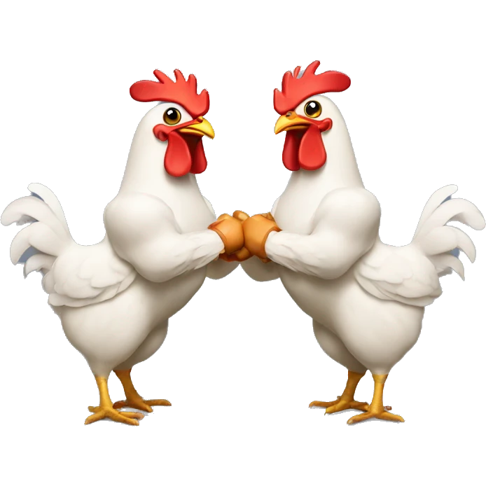 Two chickens fighting with gloves emoji