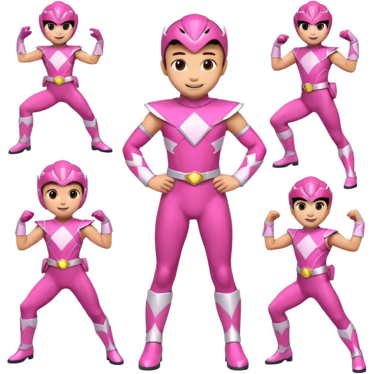 A cute Pink power ranger in different cute poses emoji