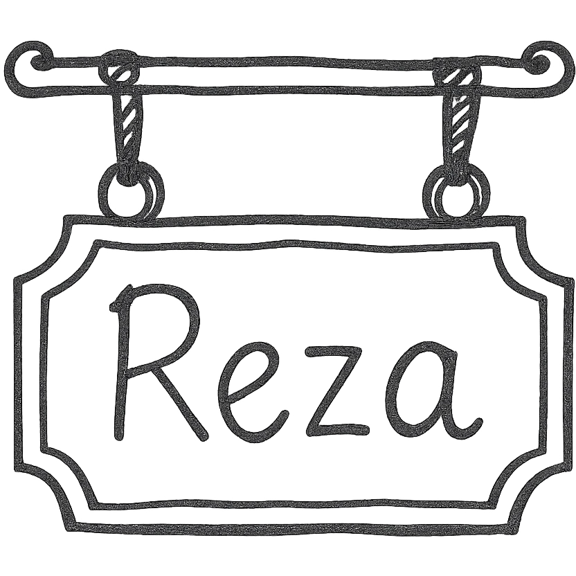 shop anchor with 'Reza' design emoji