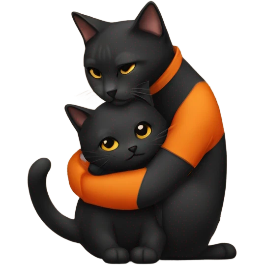 black and orange cat hugging emoji