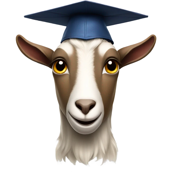 smirking goat wearing graduation hat emoji