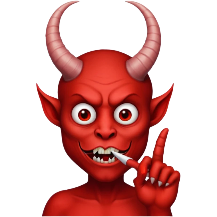 Creppy devil and shushing someone  🤫 like there figer over there mouth  emoji