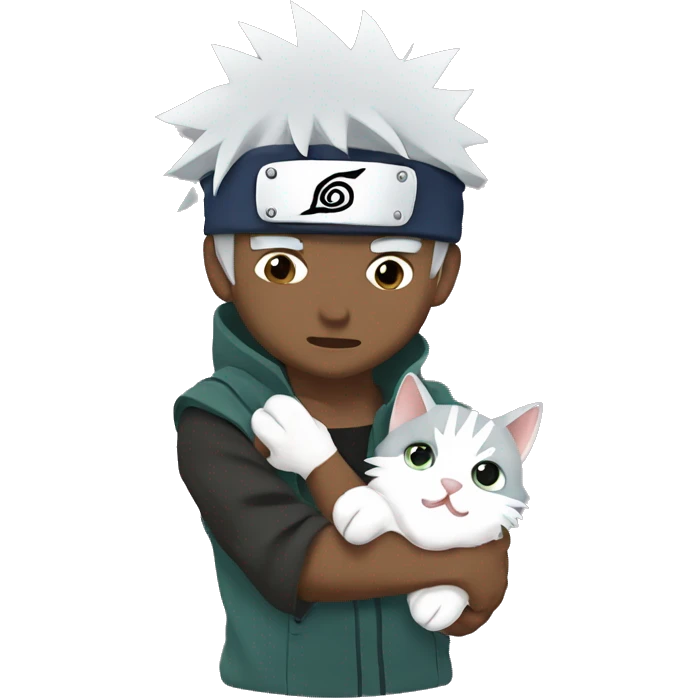 Kakashi from Naruto holding a kitten emoji