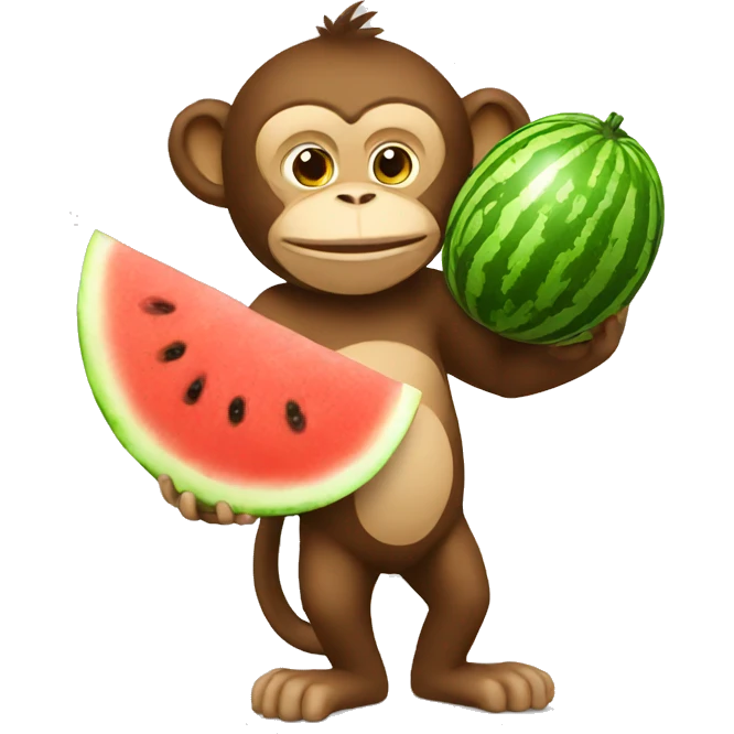 Monkey holding watermelon and chicken emoji