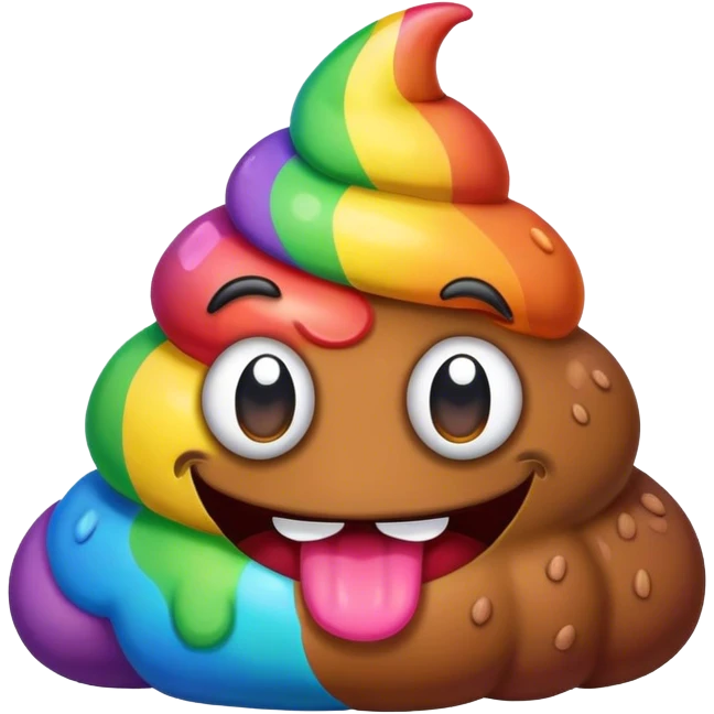a rainbow poop emoji monster emoji
