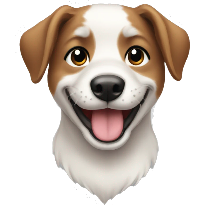 Happy puppy face with patch emoji