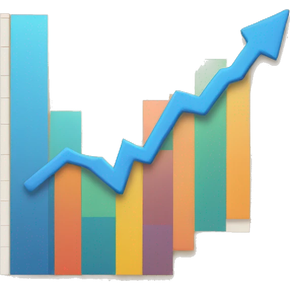 a paper with a bar chart and an upward trend emoji