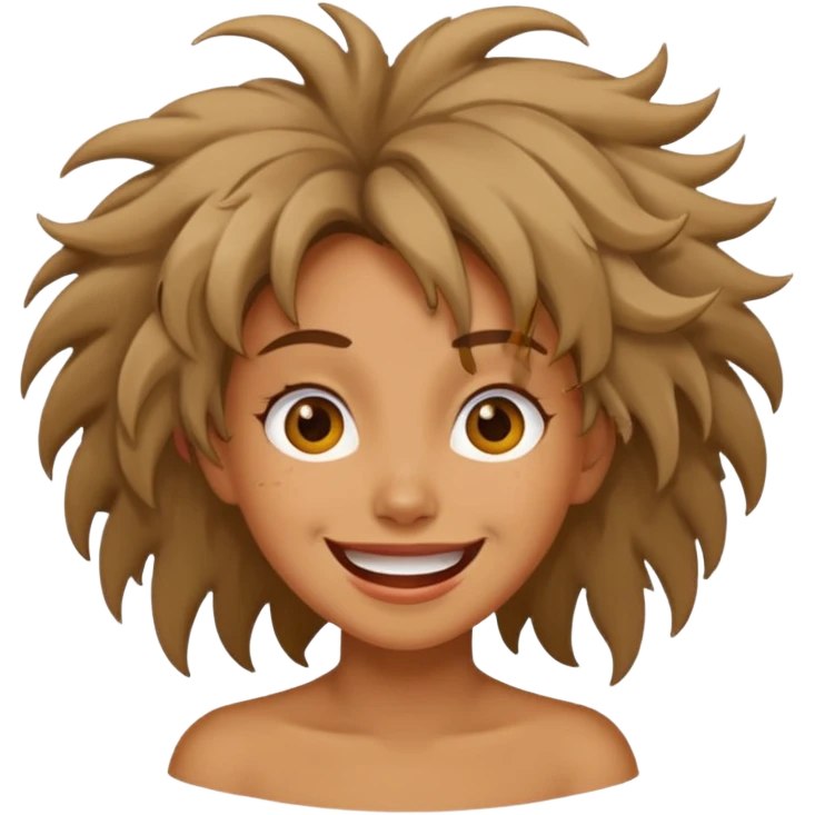 a woman with a wild, silly expression emoji