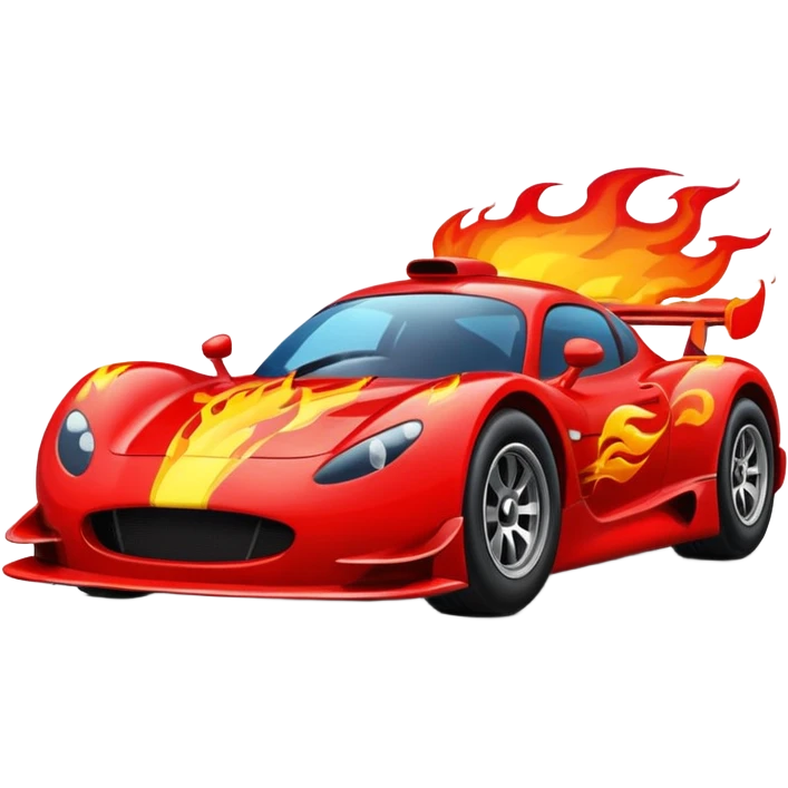 Racing car with flames coming out the back emoji
