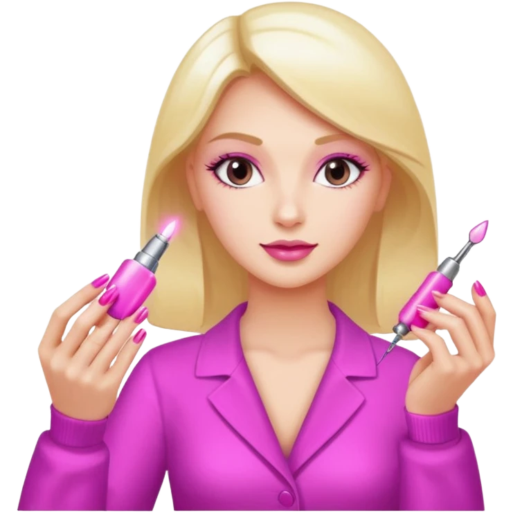 lady doing nails with uv lamp emoji