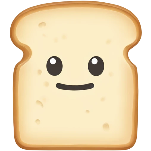 A simple cartoon illustration of a square slice of white bread with slightly rounded corners, drawn in a clean minimalist style with a light tan color. Flat 2D design, white background, subtle crust edges, educational clipart style. emoji
