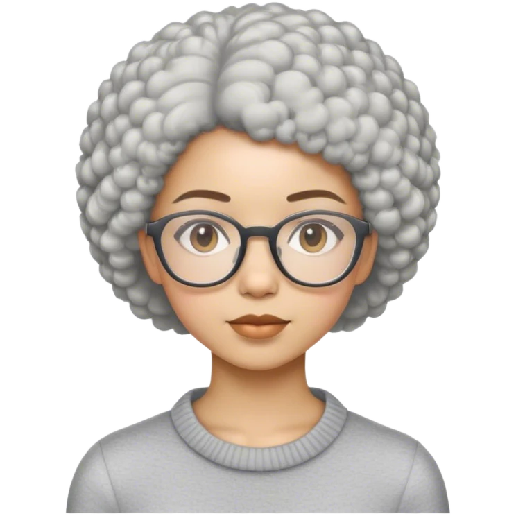 Young woman with short gray Afro and glasses emoji